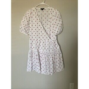 J Crew Puff Sleeve Cotton Poplin Wrap Dress Polka Dot Black Label AY846 Medium